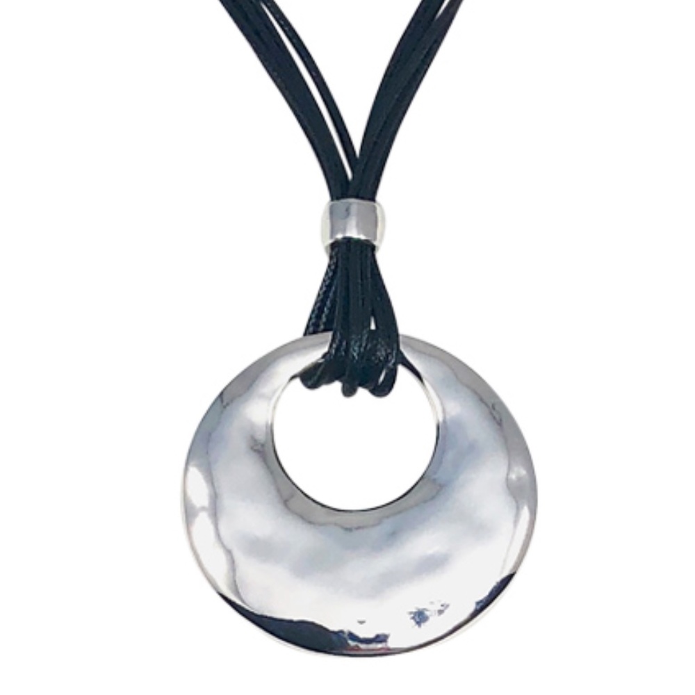 Pendant Necklace Black Cords Statement Piece with Matching Earrings - Picture 3 of 5